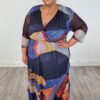 Ulla Popken Abstract Print Chiffon Midi Dress