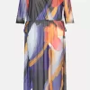 Ulla Popken Abstract Print Chiffon Midi Dress - Image 3