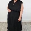 Ulla Popken Sleeveless Pleat Detail Chiffon Dress