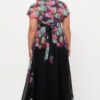 Ulla Popken Wrap Look Rose Print Chiffon Maxi Dress - Image 2