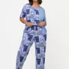 Ulla Popken Patchwork Short Sleeve Pajama Set