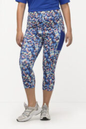 Ulla Popken cropped high waisted leggings with colourful print panels, mesh side pocket and comfortable stretch fit