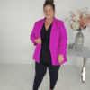 Fuchsia Ruched Sleeve Blazer