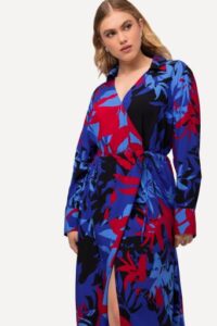 UllaPopken Faux Wrap Floral Dress with vibrant geometric floral print and drawstring waist