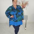 Ulla Popken Stand Up Collar Leaf Print Tunic Blouse
