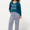 Ulla Popken Embroidered Long Sleeve Pajama Set