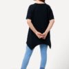 Ulla Popken Navy Eco Cotton Pointed Hem V-Neck Top - Image 3
