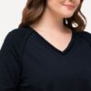 Ulla Popken Navy Eco Cotton Pointed Hem V-Neck Top - Image 4