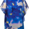 Ulla Popken Peacock Blue Layered Flower Print Blouse - Image 3