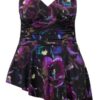 Ulla Popken Asymmetric Flower Print One Piece Swim Dress - Image 2