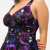 Ulla Popken Asymmetric Flower Print One Piece Swim Dress - Image 4