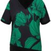 Ulla Popken Mix Fabric Floral Print Short Sleeve Top - Image 4