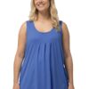 Ulla Popken Essential Pleat Front Blue Tank Top