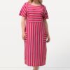 Ulla Popken Striped Short Sleeve Midi Dress