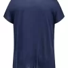 Only Carmakoma Navy Mixed Fabric Graphic Top - Image 3