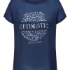 Only Carmakoma Navy Mixed Fabric Graphic Top
