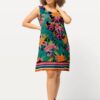 Ulla Popken Tropical Print Sleeveless Swing Dress