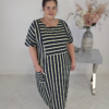 Ulla Popken Striped Short Sleeve Midi Dress