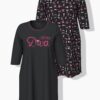 Ulla Popken Diva Cat Print Sleep Tees