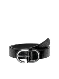 Only snake skin effect belt with silver buckle closure textured finish