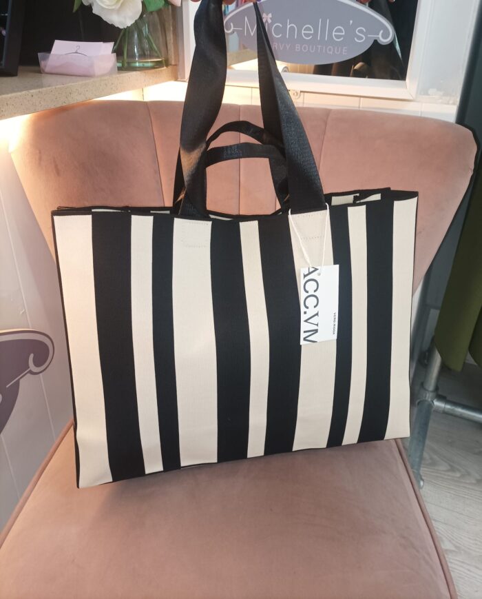 Vero Moda Pristine/Black Striped Tote Bag