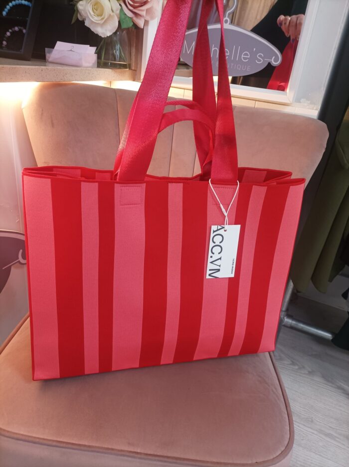 Vero Moda Fiery Red/Dubarry Striped Tote Bag