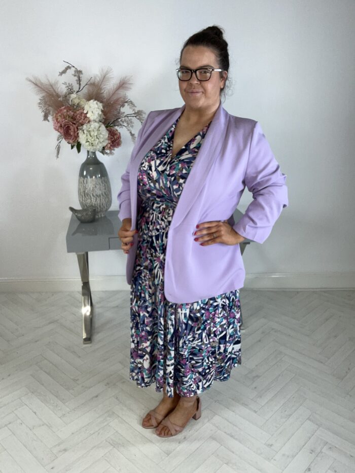 Lilac Ruched Sleeve Blazer