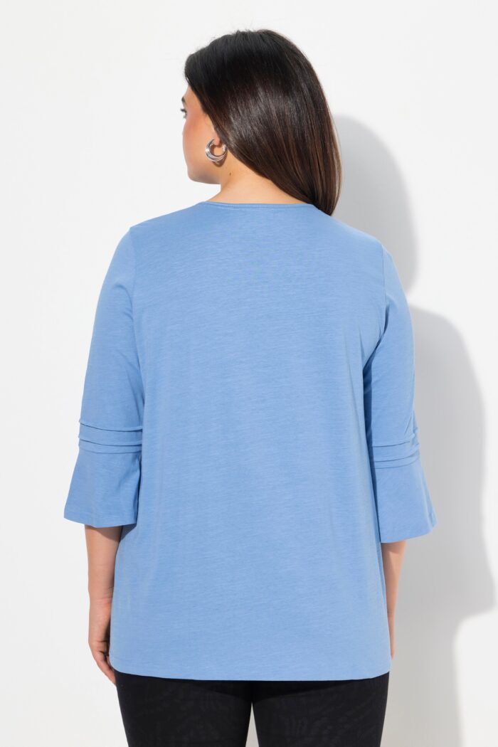 Ulla Popken Decorative Pleated 3/4 Trumpet Sleeve Tee - Image 3