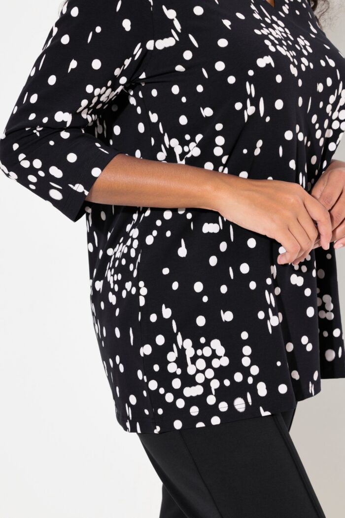 Ulla Popken Purple Polka Dot 3/4 Sleeve Split Neck Tee - Image 4