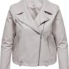 Only Faux Leather Biker Jacket (Cream) - Image 2