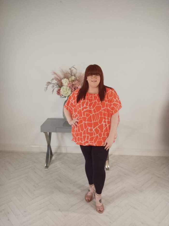 Orange Marble Print Chloe Top