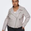 Only Faux Leather Biker Jacket (Cream)