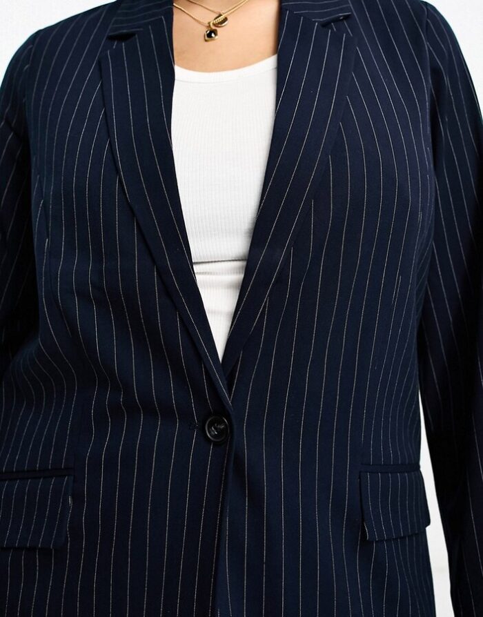 Vero Moda Navy Pinstripe Blazer - Image 3