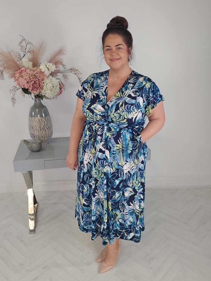 Navy Tropical Shelly Dress