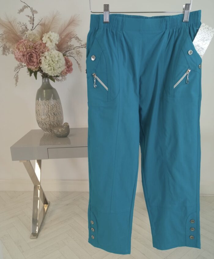 Teal Cropped Trousers