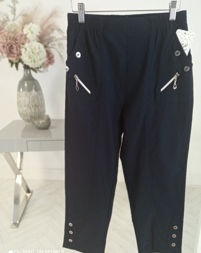 Navy Cropped Trousers