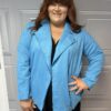 Sky Blue Faux Suede Jacket