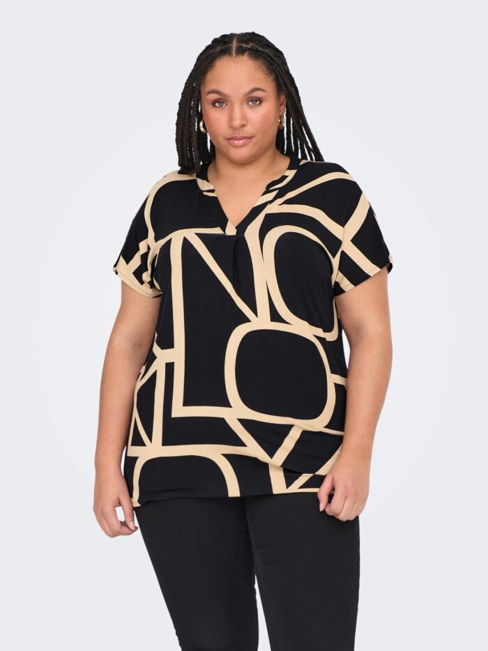 Only V Neck Geometric T-Shirt