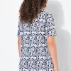Ulla Popken Coral Reef Printed Short Sleeve V-Neck Tee (Navy) - Image 2