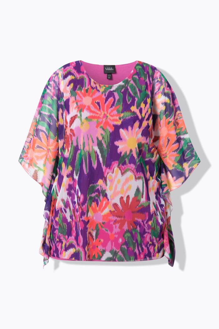 Ulla Popken Draped Mesh Layered Blouse - Image 2
