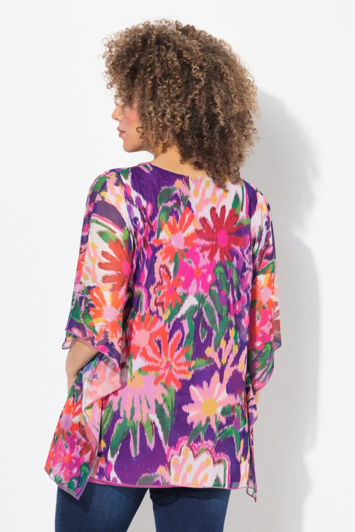Ulla Popken Draped Mesh Layered Blouse - Image 3