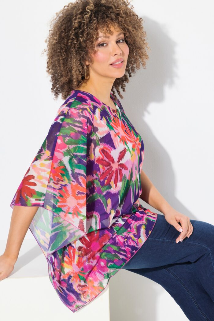 Ulla Popken Draped Mesh Layered Blouse - Image 5