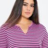 Ulla Popken Striped Split Neck Short Sleeve Tee - Image 5