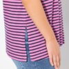 Ulla Popken Striped Split Neck Short Sleeve Tee - Image 4