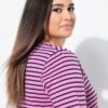 Ulla Popken Striped Split Neck Short Sleeve Tee - Image 3