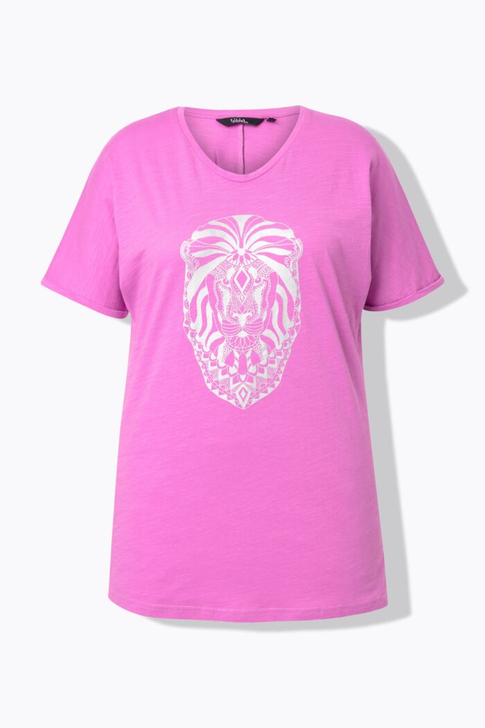 Ulla Popken Mandala Animal Motif Short Sleeve Tee (Cool Pink Lion) - Image 4