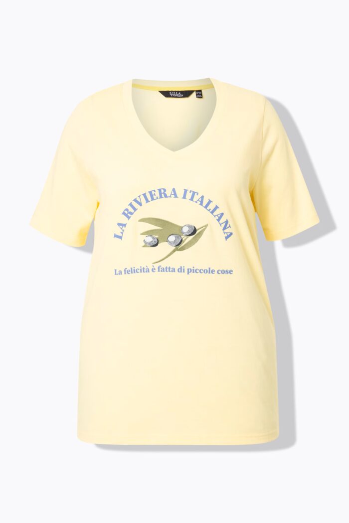 Ulla Popken Embroidered Short Sleeve V-Neck Vacation Tee - Image 2