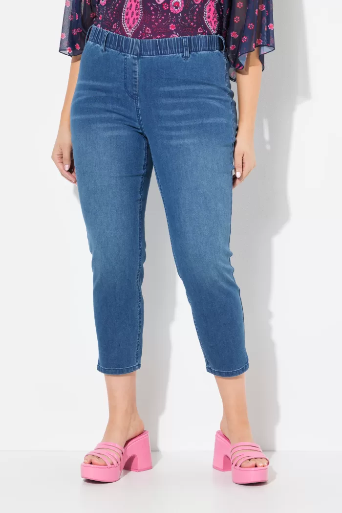 Ulla Popken Cropped Denim Look Stretch Fit Leggings