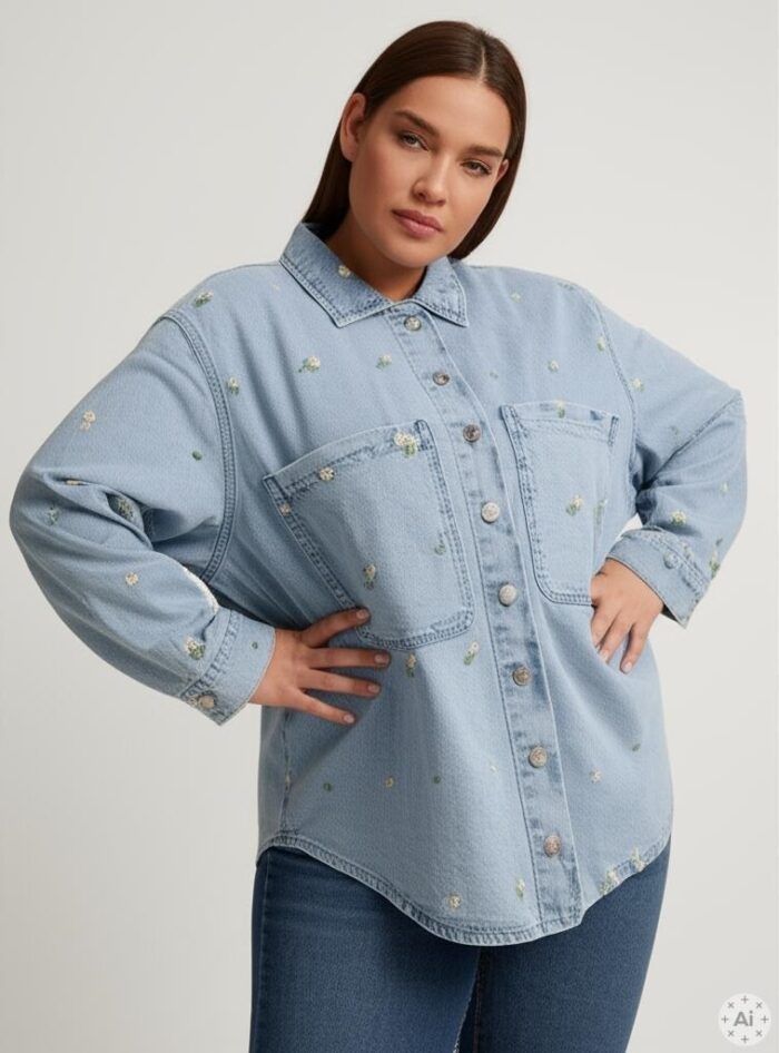Only Light Floral Denim Jacket