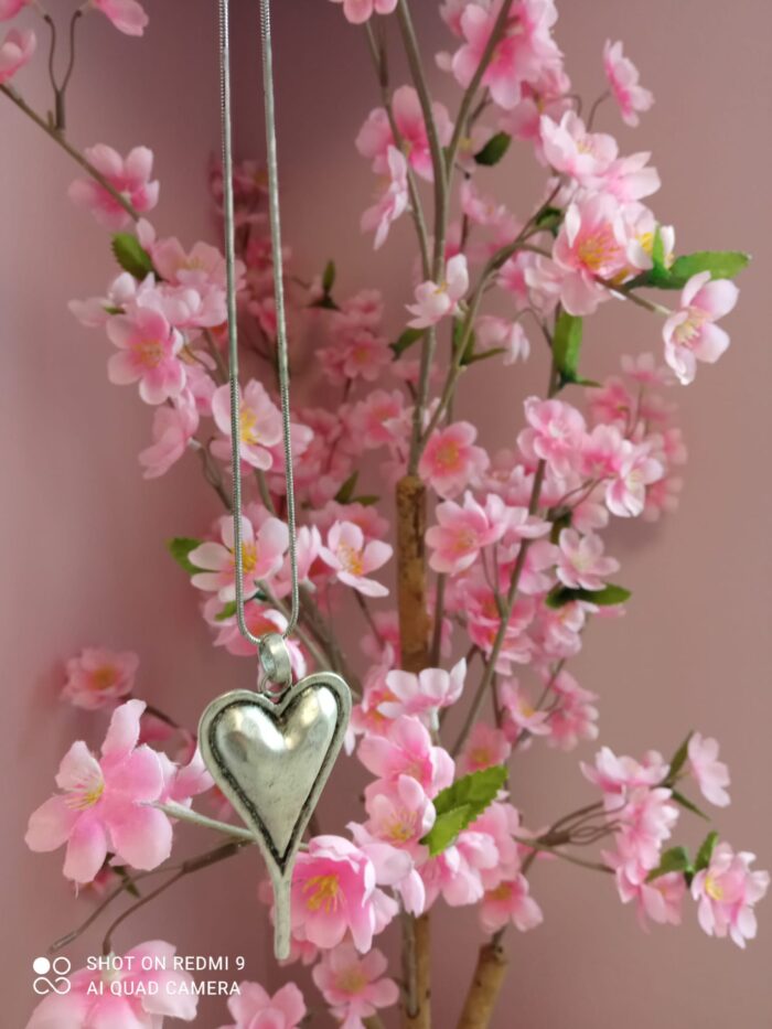 Elongated Silver Heart Necklace - Image 2